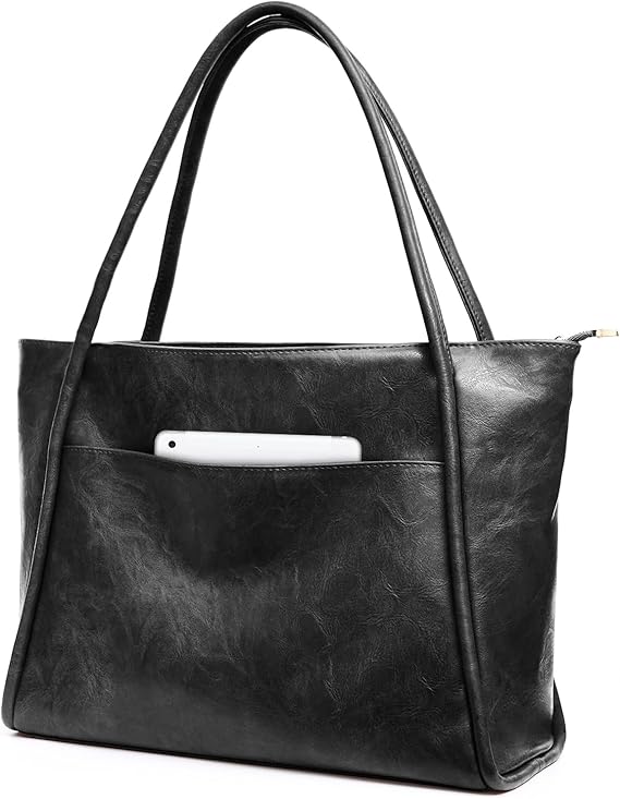 Large Tote Bag for Women Work with Zipper 16L Vegan Leather Ladies Travel Purses and Handbags