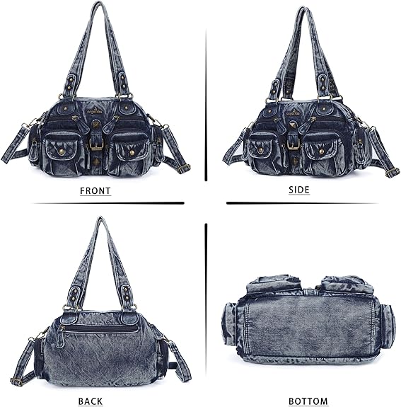 Kiss Hobo Crossbody Purses for Women Shoulder Bag Multipocket Soft Hobo Purses Removable Strap Leather Handbags