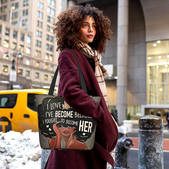 African American Tote Bag for Women, African Handbags, Black Women Bags Art Shoulder Handbag